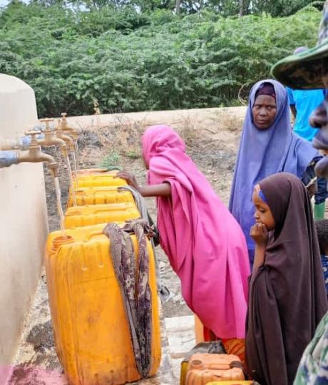 locals in Janaale town opened taps and received safe and clean water from the well-built water points